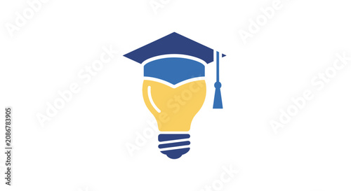 Graduation cap on lightbulb icon education.
