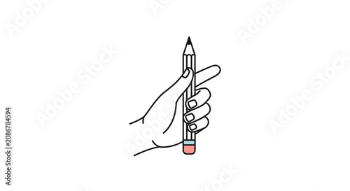 Schilderij op canvas Hand Holding a Red Pencil.