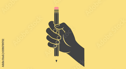 Canvas Print Hand Holding Pencil Writing Instrument.