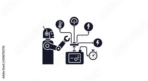 Foto Robot Holding Circuit Board Technology.
