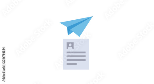 Cuadro en lienzo Blue paper airplane flying document.