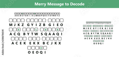 Christmas cryptogram puzzle printable holiday word game activity worksheet