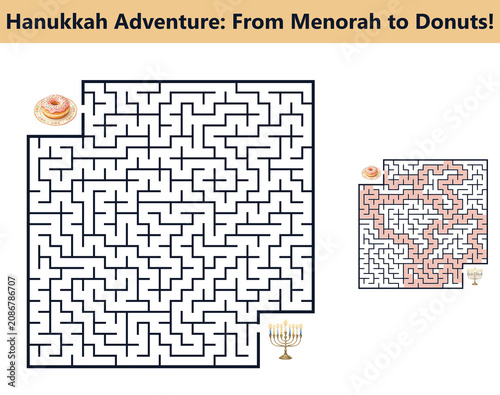 Hanukkah maze puzzle printable jewish holiday activity worksheet