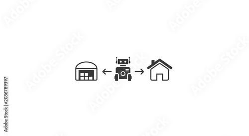 Принти на полотні Robot moving to a house.