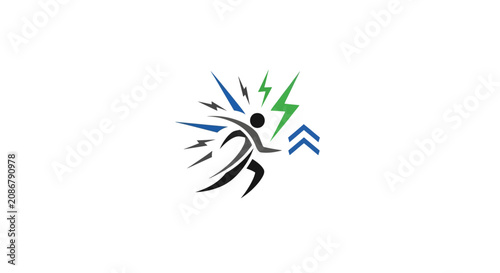 Photos Person Running with Lightning Bolt Energy.