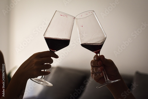 SUJETANDO UNA COPA DE VINO