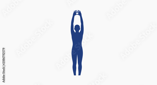 Картината върху платно Person stretching upwards with arms raised.