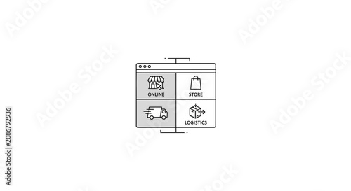 Obraz na plátně Black and white store shelf layout.