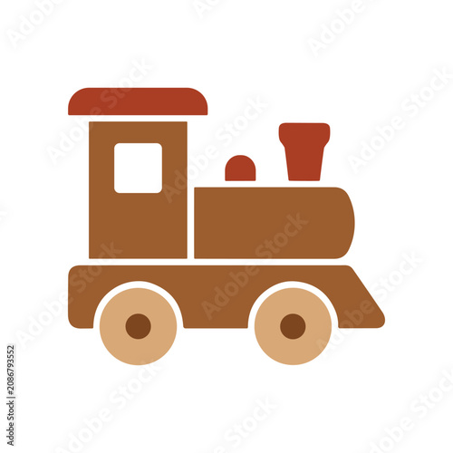 Принти на полотні Brown toy train locomotive engine.