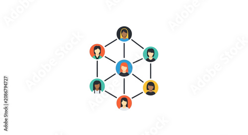 Foto People connected in a network circle.