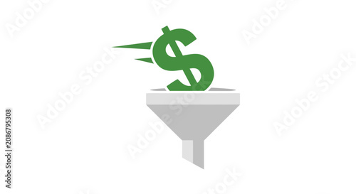 Cuadro en lienzo Green dollar sign in funnel.