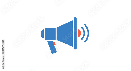 Bild auf Leinwand Blue Megaphone Loudspeaker Icon Graphic.
