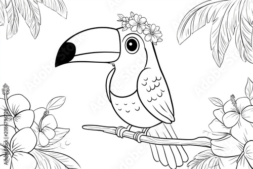 Toucan coloring pages simple line art