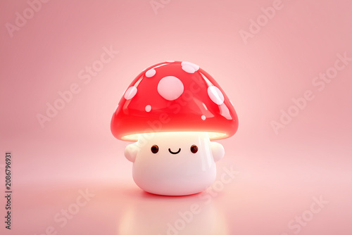 Mushroom character simple design on white background