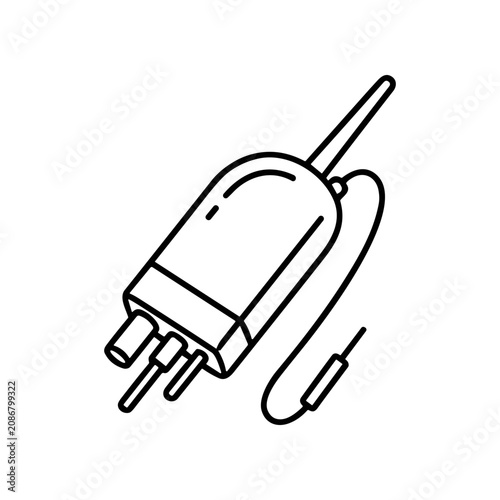 Electric plug with cord and prongs.