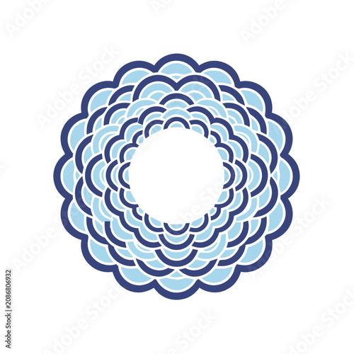 Circular pattern with blue and light blue scales