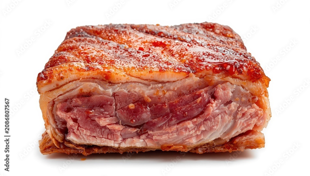 Fototapeta premium Pork belly on a white background with a cutout.