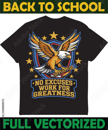 Foto American eagle no excuses work for greatness motivational t-shirt design