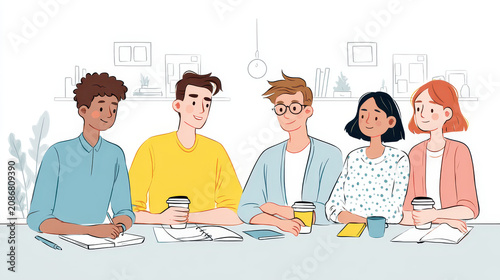 Casual Office Collaboration Session with Young Adult Coworkers