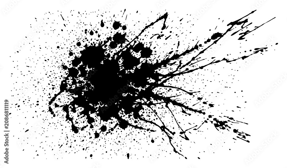 Fototapeta premium Ink splatter abstract splash with droplets grunge texture vector illustration