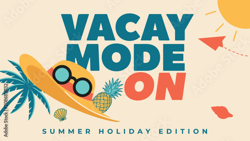 Cuadro en lienzo Vacay mode on summer holiday edition typography graphic design with vacation tro