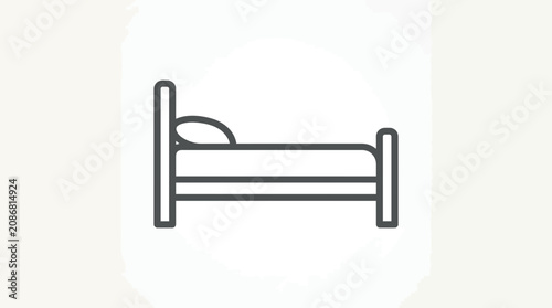 Fotografie Simple Line Art Icon of a Bed with Pillow