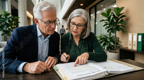Senior Couple Engaged In Long Term Care Planning And Document Review