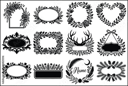 Collection of ornate frames and borders for design projects