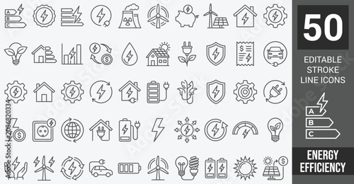 Tableau sur toile Energy efficiency web icons in line style