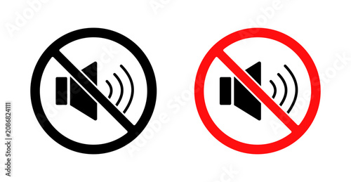 Tableau sur toile No Sound Icon with Red Prohibition Sign