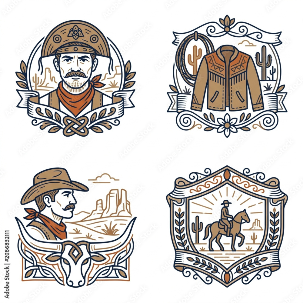 Fototapeta premium Vintage Military Coat of Arms Emblem Collection Illustration.