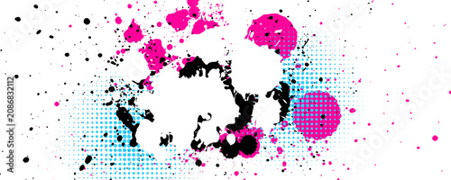 Obraz na plátne pink blue black ink watercolor brush painting dropped splatter splash artistic g