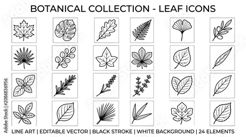 Collection of various leaf icons.