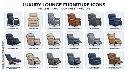Принти на полотні Luxury lounge chair furniture set icons.