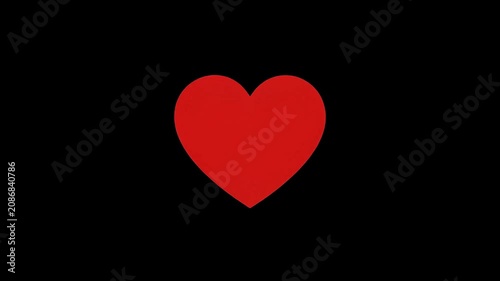 Red love popup animation on black background