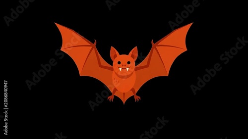 halloween bat popup animation on black background