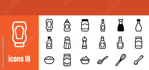 Fotografija Condiments and sauces icons set