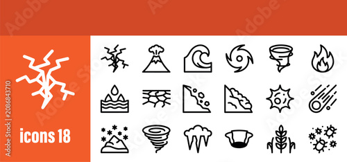 Foto Disaster line icons set