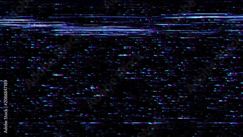 Animated Glitch VHS analog television with static noise and distortion effect
