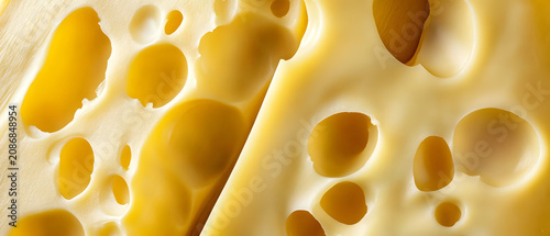 Swiss cheese close-up with signature holes.