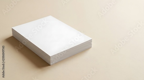 White paper stack resting on beige surface