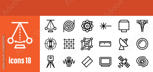 Bild auf Leinwand Physics and Science Vector Line Icons Set.