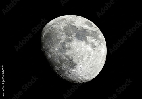 Detailed view of the moon surface with craters and lunar maria in space