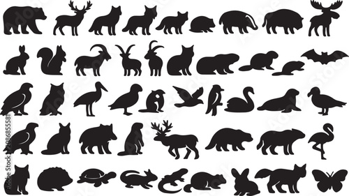 Canvas Print set of animals silhouettes