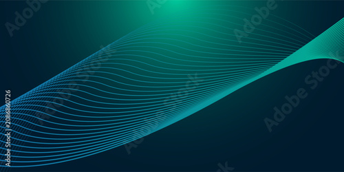 Fotografie Digital technology speed connect blue green background, cyber nano information,