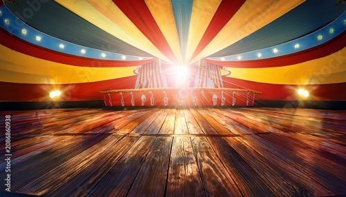 abstract modern circus background with sunlight effects highlighting vibrant and playful design