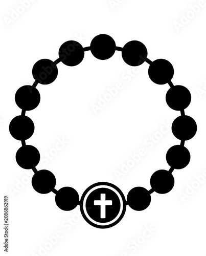 Black Rosary Bracelet with Cross Medallion, Catholic Prayer Beads