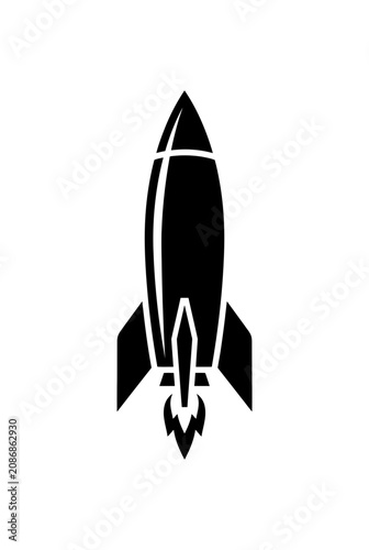 Black Rocket Ship Icon Launching