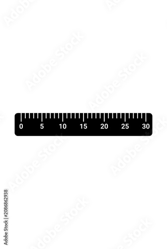 Black Ruler With Centimeter Markings on White Background