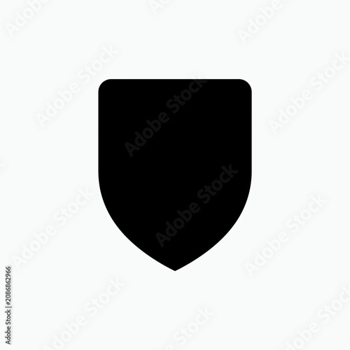 Black Shield Icon on White Background, Security Symbol